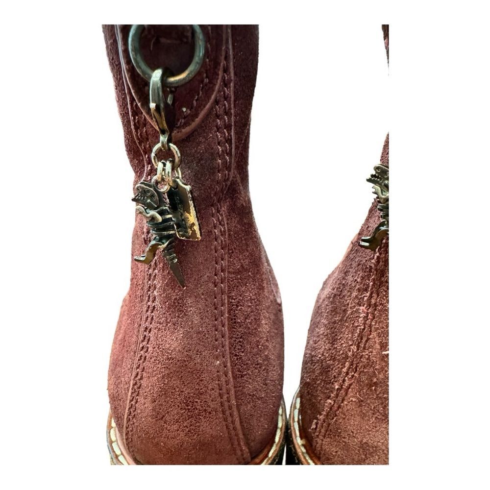 Coach Bowery Chelsea Boot Maroon Glitter Suede Western Leather Women’s Size 9.5 - Picture 10 of 13